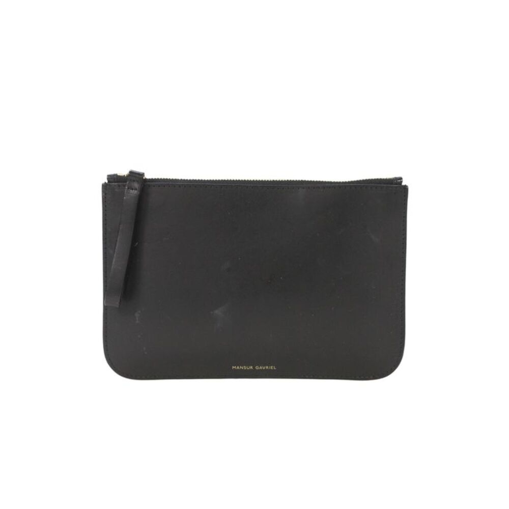 Mansur Gavriel Womens Leather Gold Zipper Wristlet Pouch Black